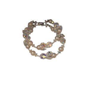Vendome Pearl Crystal And Rivoli Double Strand Bracelet (A4517)